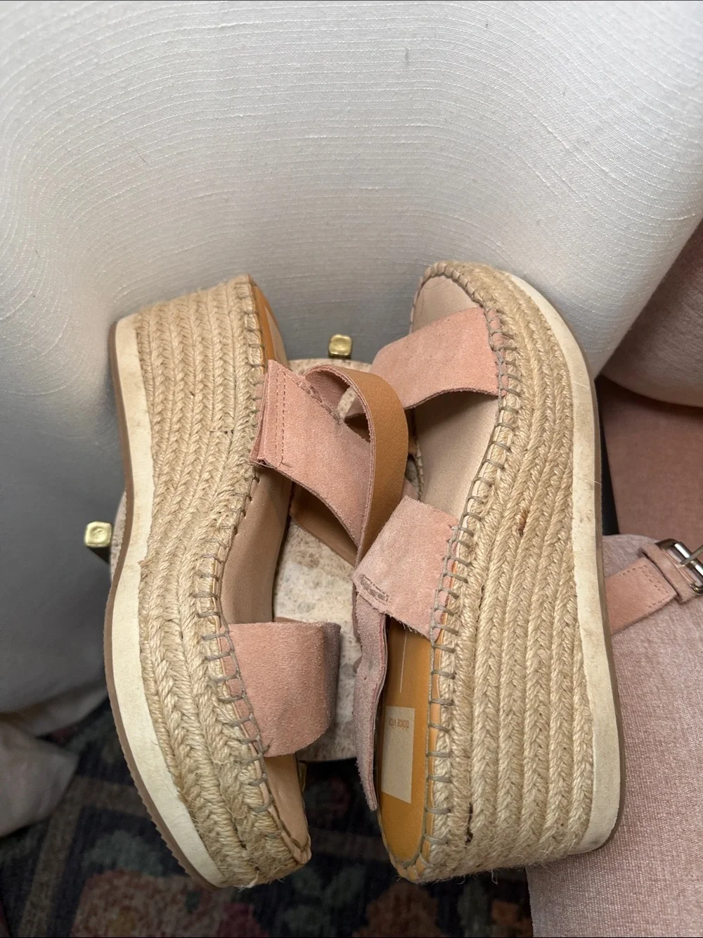 Dolce Vita Blush Suede Espadrille Wedge Sandals